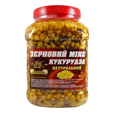 Прикорм 3-K Baits зерновий Мікс Кукурудза(натур) відро/банка 3л