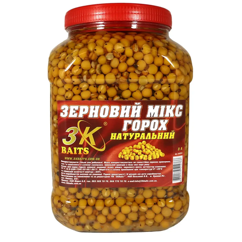 Прикорм 3-K Baits зерновий Мікс Горох(натур)банка 3л