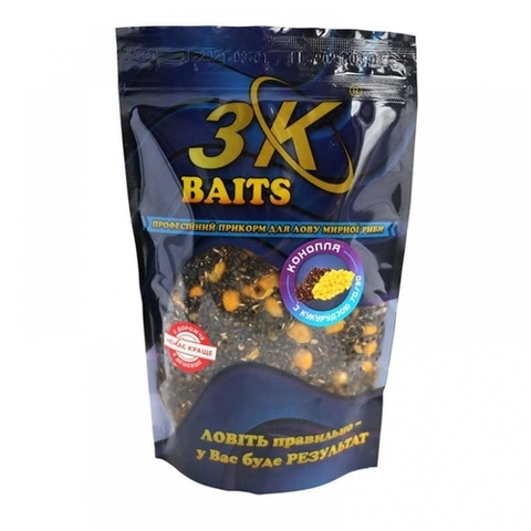Прикорм 3K Baits Конопля з кукурудзою(70/30) 0.4кг