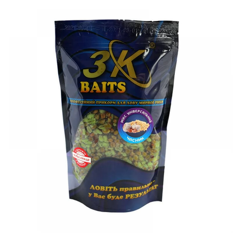 Прикорм 3K Baits зерновий мікс Універсальний (часник), 500г
