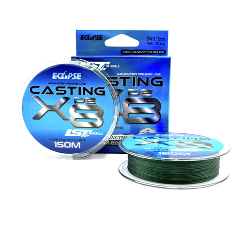 Шнур ECLIPSE X8 Casting PE Dark Green 150m 0.10mm/7kg