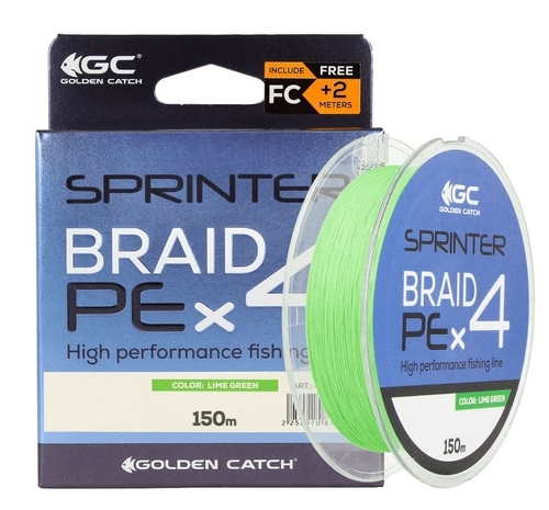 Шнур Golden Catch Sprinter PE X4 150 Lime green 0.260mm 30.64lb/13.9kg