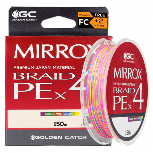 Шнур GC Mirrox PE X4 150м Multicolor #1.0 12.2lb/5.8kg