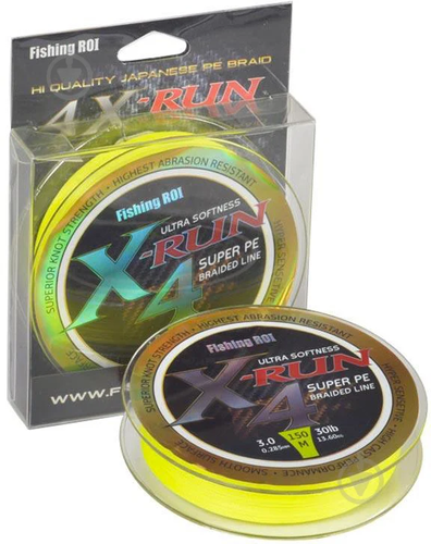 Шнур Fishing ROI X-Run 4PE lemon yellow 150м 0,148мм 5.45кг