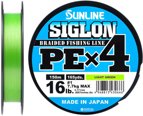 Шнур Sunline Siglon PE x4 150m салатовий #1. 16lb