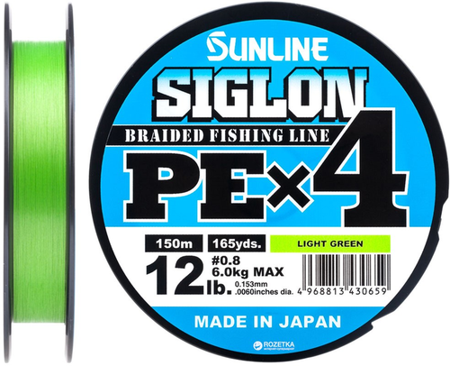 Шнур Sunline Siglon PE x4 150m салатовий #0,8 12lb