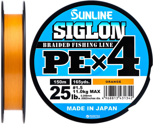 Шнур Sunline Siglon PE x4 150m помаранчевий #1.5 25lb