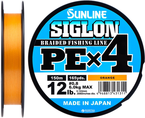 Шнур Sunline Siglon PE x4 150m помаранчевий #0.8 12lb