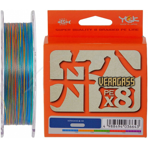 Шнур YGK Veragass Fune X8 150m Multi Color 1.2/0.185mm 25lb/10.3kg 