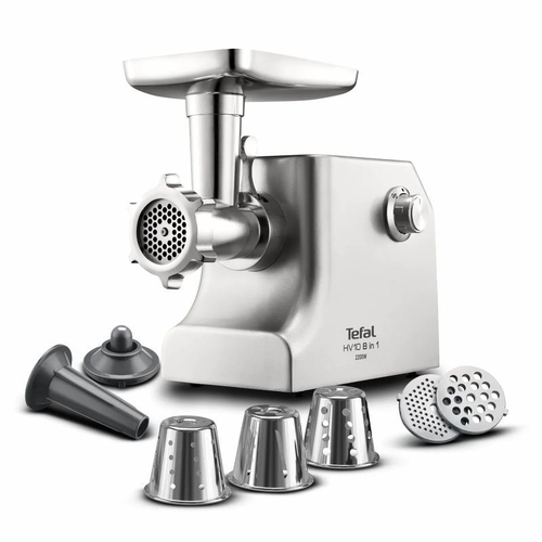 М'ясорубка Tefal HV10 8in1, 2200Вт, 5.5кг/хв, 3 решітки, насадка для ковбас, кеббе, 3 терки, метал