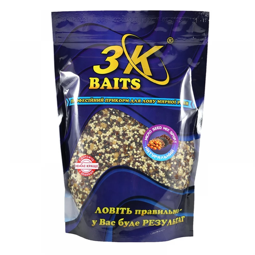 Прикорм 3K Baits зерновий мікс Micro Seed MIX Sport + Crushed Tiger nut (натуральний), 800г
