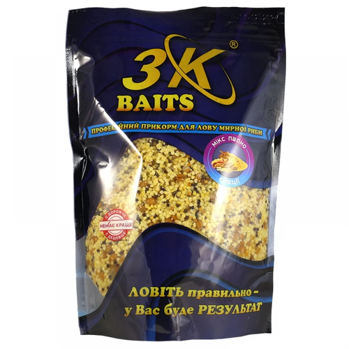 Прикорм 3K Baits зерновий мікс Пшоно (спеції), 1000г