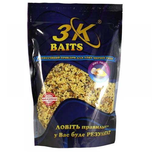 Прикорм 3K Baits зерновий мікс Пшоно (часник), 1000г