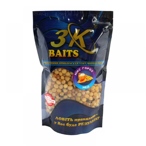 Прикорм 3K Baits зерновий мікс ГОРОХ (мед), 400г
