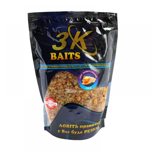 Прикорм 3K Baits зерновий мікс Універсальний (мед), 1000г