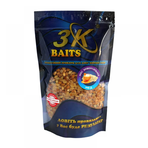 Прикорм 3K Baits зерновий мікс Універсальний (мед), 500г