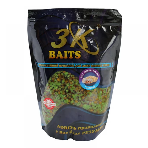 Прикорм 3K Baits зерновий мікс Універсальний (часник), 1000г