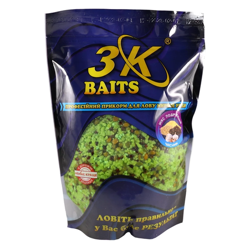 Прикорм 3K Baits Подрібнений Зерновий МІКС (часник), 1000г