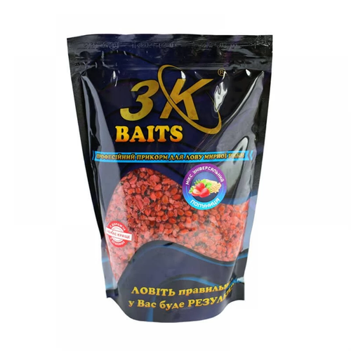 Прикорм 3K Baits зерновий мікс Універсальний (полуниця), 1000г