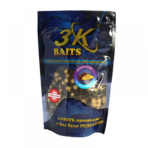 Прикорм 3K Baits Конопля з горохом (70/30), 400г