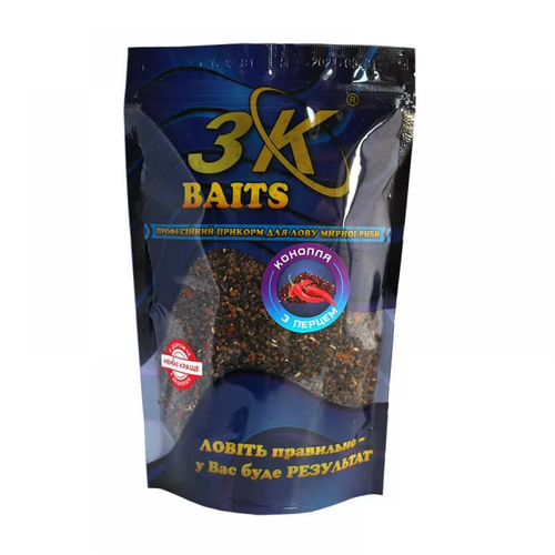 Прикорм 3K Baits Конопля з перцем (гостра), 400г