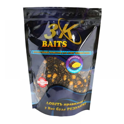 Прикорм 3K Baits Конопля з кукурудзою (70/30), 800г