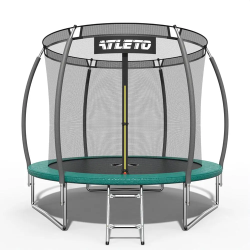 Батут дитячий 252 см з внутрішньою сіткою та драбинкою Atleto зелений (21000803)