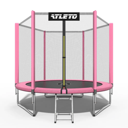 Батут дитячий з сіткою та драбинкою 252 см Atleto рожевий (42400446)