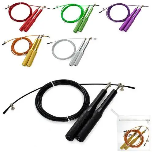 Скакалка швидкісна кросфіт з підшипником і сталевим тросом з алюмінієвими ручками