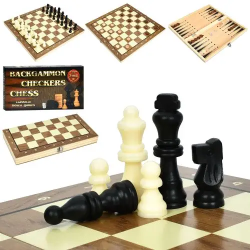 Шахи шашки нарди 3 в 1 набір настільних ігор