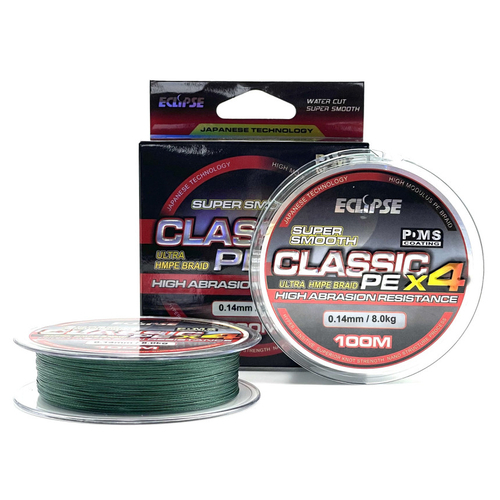 Шнур Eclipse X4 Classic PE Dark Green 100m 0.14mm 8kg