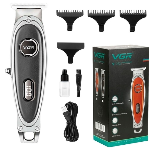 Тример акумуляторний VGR V-263 BLACK, 4 насадки, LED дисплей